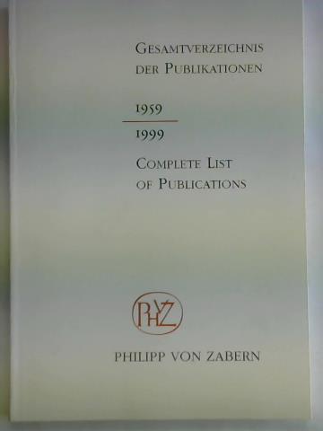 Deren, Manuela - Gesamtverzeichnis der Publikationen 1959-1999. Complete List of Publications
