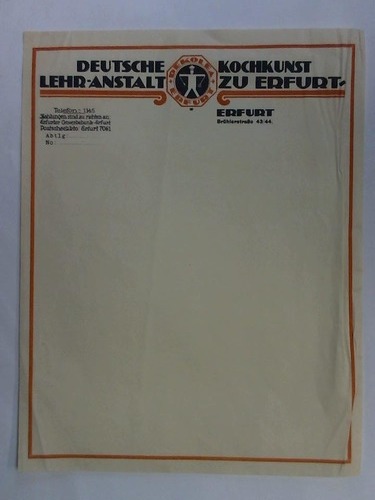 Deutsche Kochkunst Lehr-Anstalt zur Erfurt - Briefbogen mit farbigem Logo