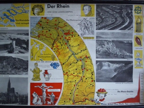 Schulwandbilder / Lehrmitteltafel - Der Rhein und seine Landschaften - 1 Lehrtafel im Offsetdruck auf Karton