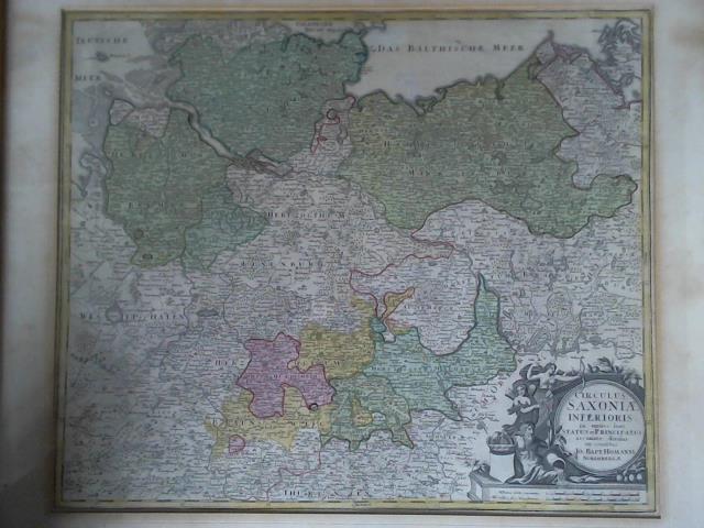 Homann, J.B. - Circulus Saxoniae Inferioris in omnes fuos Status et Principatus accumate divisus ex conatibus Ioh. Bapt. Homanni Norimberga - Teilkolorierte Karte im Kupferstich