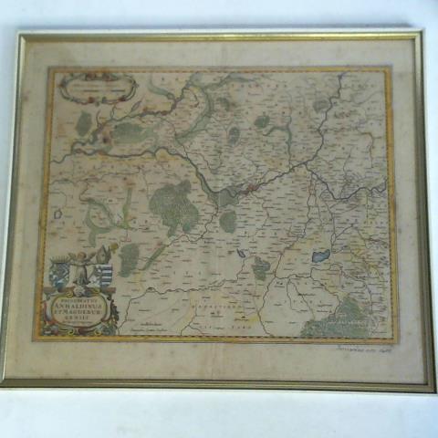 (Sachsen-Anhalt) - Principatus Anhaldinus et Magdeburgensis Archiepiscopatus - Teilcolorierte Karte im Kupferstich bei J. Janssonius