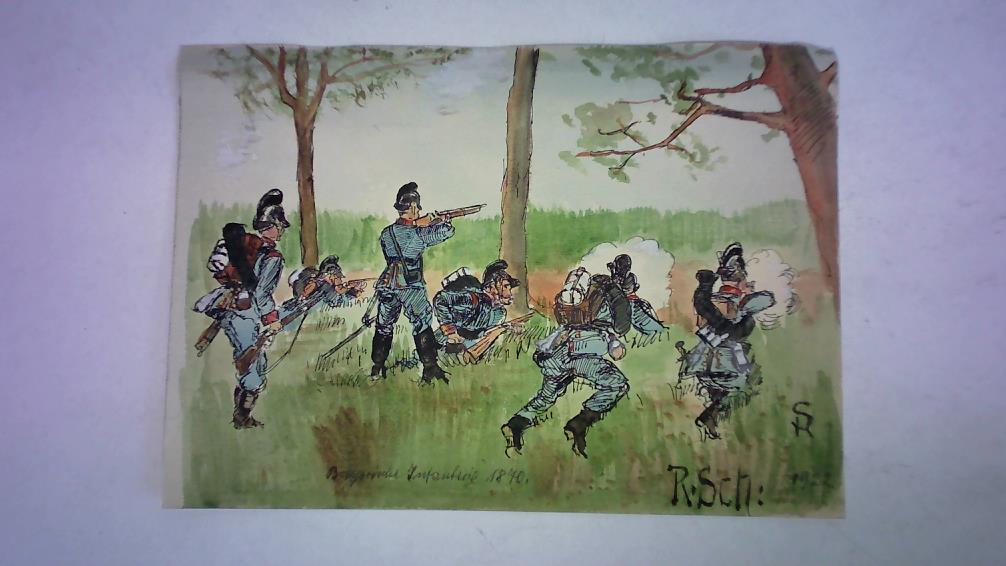 (Aquarellzeichnung) - Bayerische Infanterie 1870