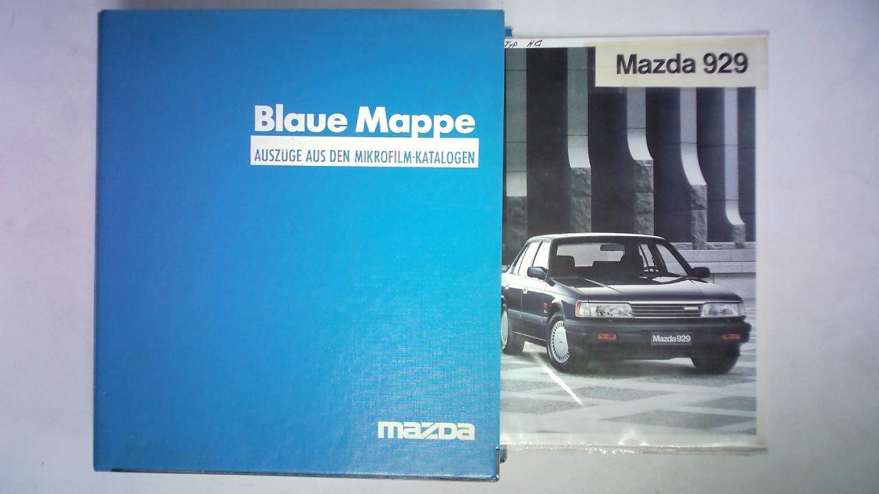 Mazda Motor Corporation - Blaue Mappe mit Ersatzteillisten und einigen Informations- und Werbebroschren fr den Mazda 929 mit verschiedenen Versionen, Serienmodellen und Sondermodellen