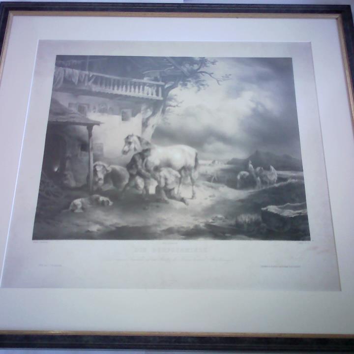 Schrdl, Anton (1820, Schwechat - 1906, Wien) - Die Dorfschmiede - Lithographie von Schrdl, nach Gauermann. Ged. bei Jos. Stoufs, Wien