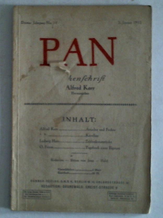 Kerr, Alfred (Hrsg.) - Pan. Wochenschrift. Nr. 14, Januar 1913