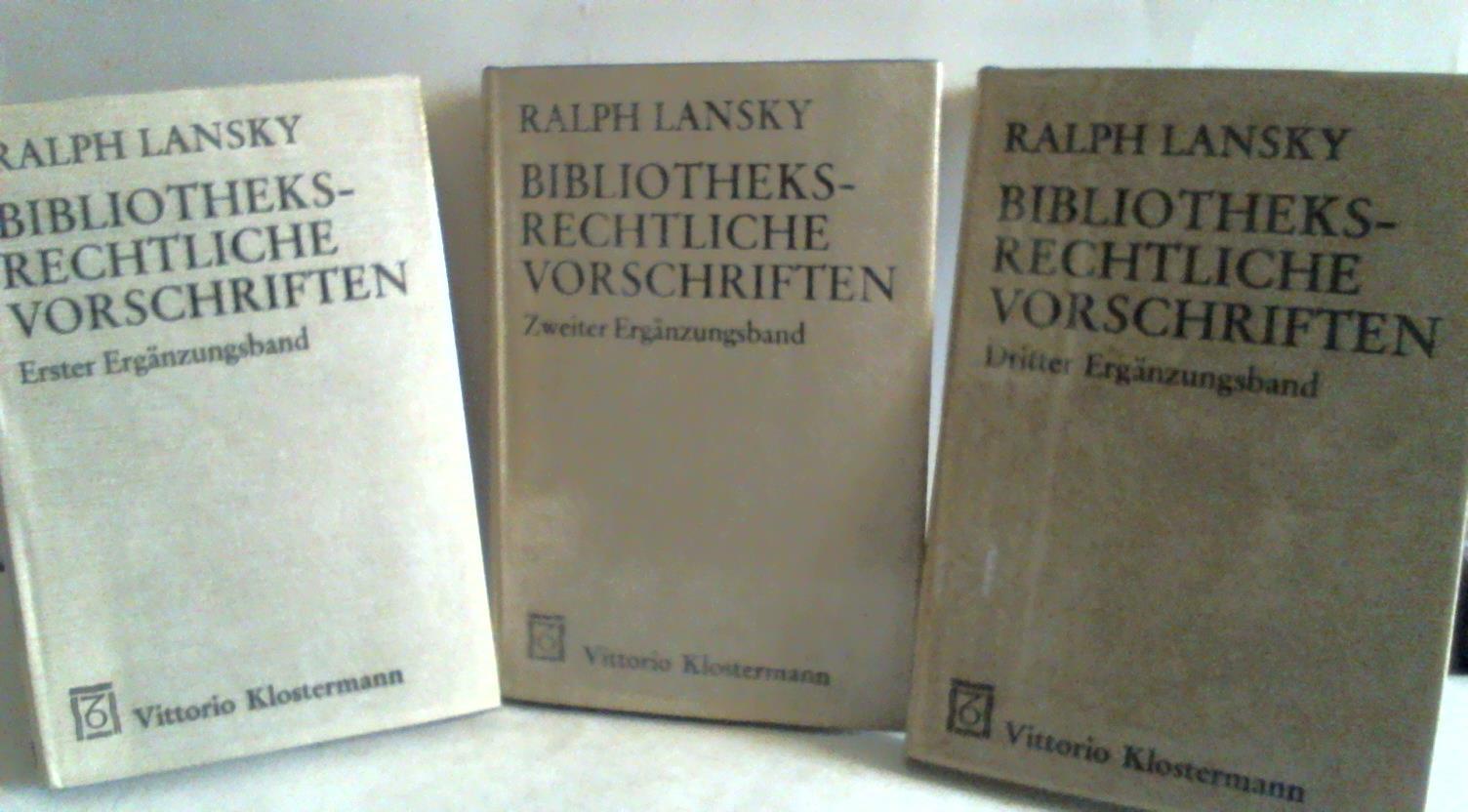 Lansky, Ralph - Bibliotheksrechtliche Vorschriften. 3 Bnde
