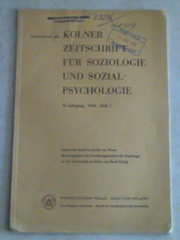 Klner Zeitschrift fr Soziologie und Sozial-Psychologie - 18. Jahrgang 1966, Heft 1