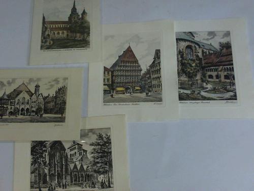 (Hildesheim-Graphik) - 5 Radierungen (4 coloriert) (21,5 cm x 17,5 cm) auf Bttenpapier