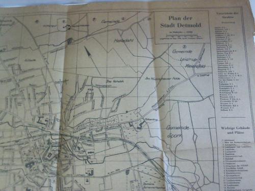 Detmold - Plan der Stadt Detmold mit Straen und Gebudeangaben