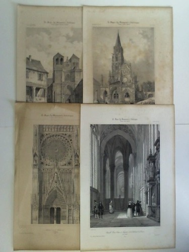 Le Moyen-Age Monumental et Archologique - France. Archit. Ogivale / Romane et Ogivale - 4 Lithographien