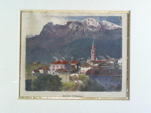 Cortina - Cortina d'Ampezzo - Handcolorierter Holzstich