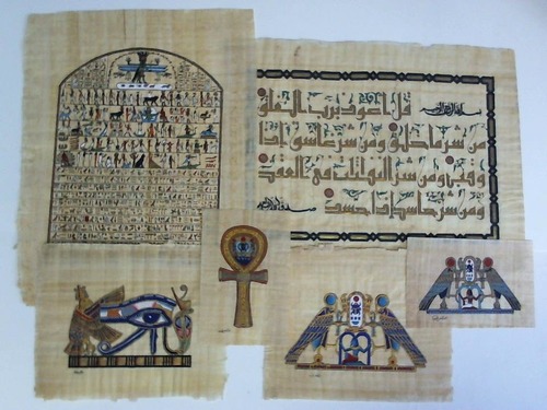 Papyrusbilder / gypten - Original Tuschezeichnungen nach alten Motiven. 6 Blatt