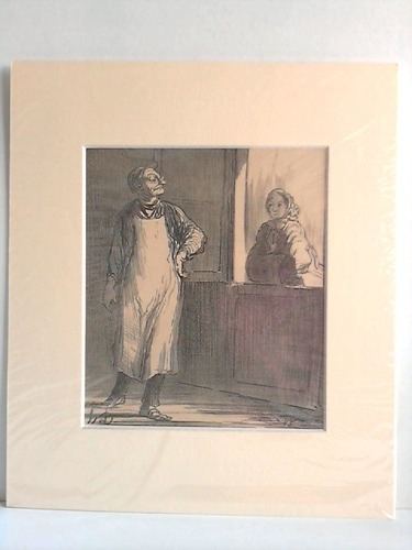 Daumier, Honor (geb. 26. 2. 1808 in Marseille; gest. 10. 2. 1879 in Valmondois) - Mann empfngt Frau an der Tr - Lithographie