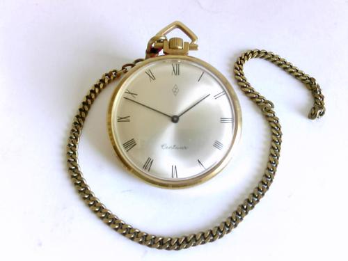 Centaur Taschenuhr - Goldene Taschenuhr mit Uhrenkette (vergoldet)