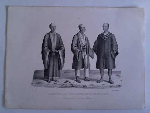 (Japan) - Honegger, J. - Japaner in verschiedener Kleidung (Japannais en costumes diverses) - Original-Lithographie