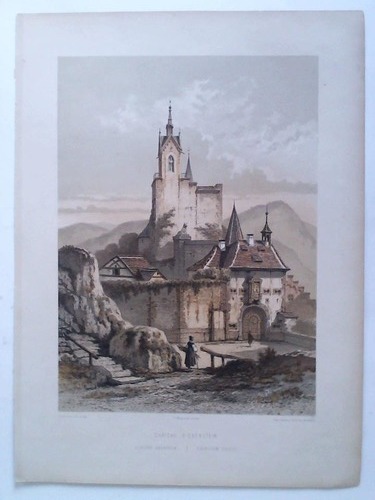 (Eberstein) - Chateau D'Eberstein - Schloss Eberstein (Eberstein Castle) - Colorierte Original-Lithographie von F. Stroobant