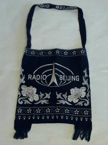 (Radio Beijing) - Blauer Stoffbeutel/Tragetasche, wei bedruckt