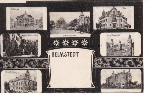 Helmstedt - Rathaus/Schningerstrae/Post/Kloster Marienberg/Herzogl. Gymnasium/ehem. Universitt/Landwirtschaftl. Schule