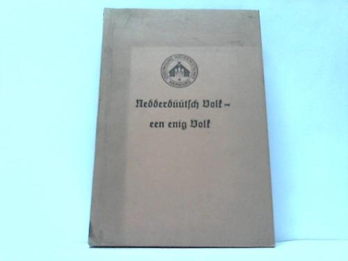Hamburg; Schmidt, Prof. Dr. Rud. - Nedderduutsch Volk - een enig Volk. Bericht ber die 2. Niederdeutsche Tagung in Bergedorf 1937