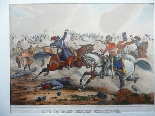 Krimkrieg (1853-1856) - Kavalleriegefecht - Encounter near Balaklava. Life in camp before Sebastopol