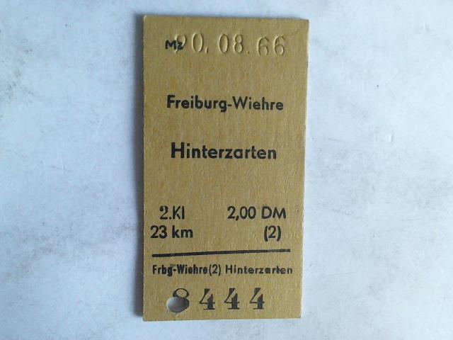 (Eisenbahn-Fahrkarte) - Freiburg-Wiehre- Hinterzarten. 2. Klasse