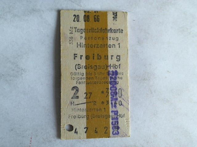 (Eisenbahn-Fahrkarte) - Tagesrckfahrkarte Personenzug Hinterzarten 1 - Freiburg (Breisgau) Hbf
