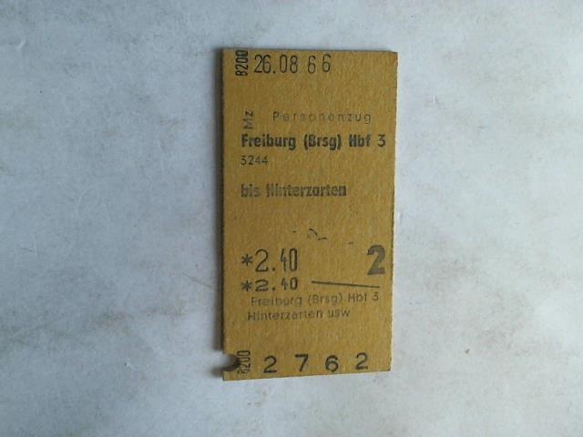 (Eisenbahn-Fahrkarte) - Fahrkarte Personenzug Freiburg (Bresg) Hbf 3 bis Hinterzarten