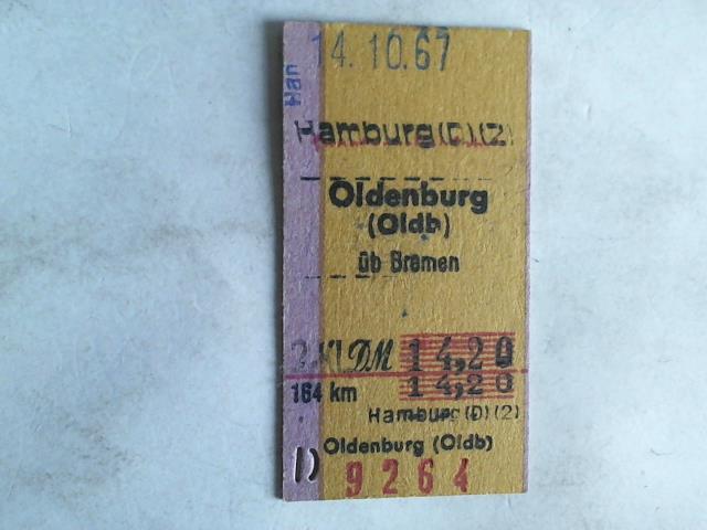 (Eisenbahn-Fahrkarte) - Fahrkarte Hamburg - Oldenburg (Oldb) b Bremen. 2. Klasse