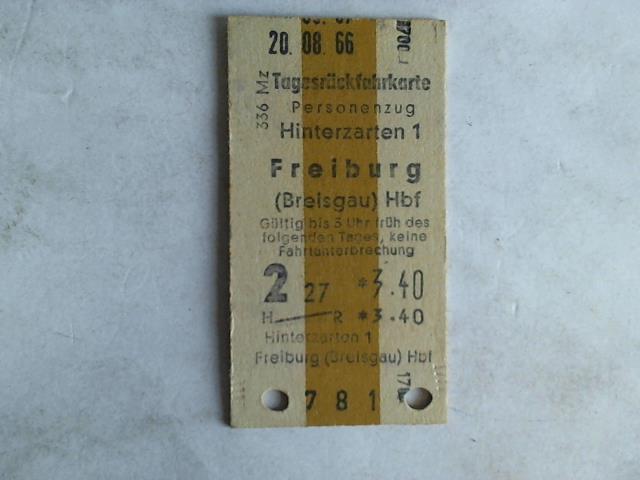 (Eisenbahn-Fahrkarte) - Tagesrckfahrkarte Personenzug Hinterzarten 1 - Freiburg (Breisgau) Hbf