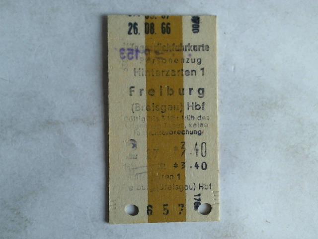 (Eisenbahn-Fahrkarte) - Tagesrckfahrkarte Personenzug Hinterzarten 1 - Freiburg (Breisgau) Hbf