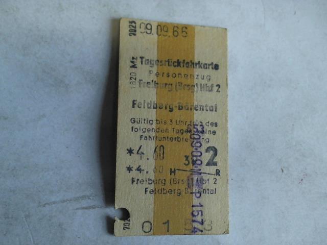 (Eisenbahn-Fahrkarte) - Tagesrckfahrkarte Personenzug Freiburg (Brsg) Hbf 2 - Feldberg-Brental