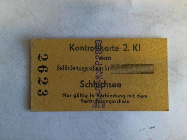 (Eisenbahn-Fahrkarte) - Kontrollkarte 2. Klasse Schluchsee
