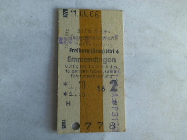 (Eisenbahn-Fahrkarte) - Fahrkarte Personenzug Freiburg (Brsg) Hbf 4 - Emmendingen