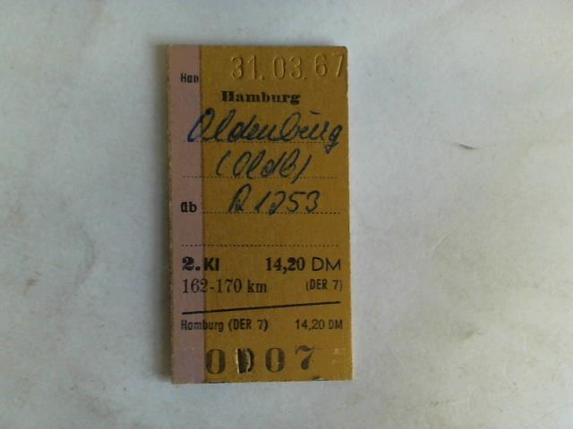 (Eisenbahn-Fahrkarte) - Fahrkarte Hamburg-Oldenburg. 2. Klasse