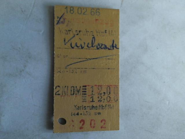 (Eisenbahn-Fahrkarte) - Fahrkarte Personenzug Karlsruhe Hbf (49 - Kirchzarten. 2. Klasse