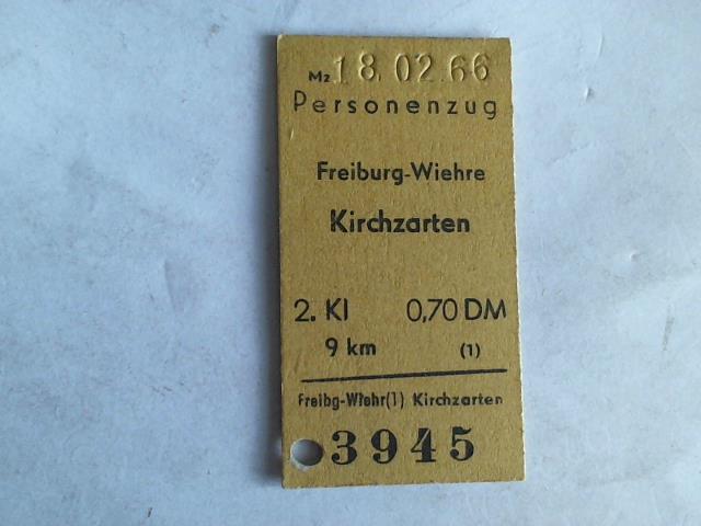 (Eisenbahn-Fahrkarte) - Fahrkarte Personenzug Freiburg-Wiehre - Kirchzarten 2. Klasse