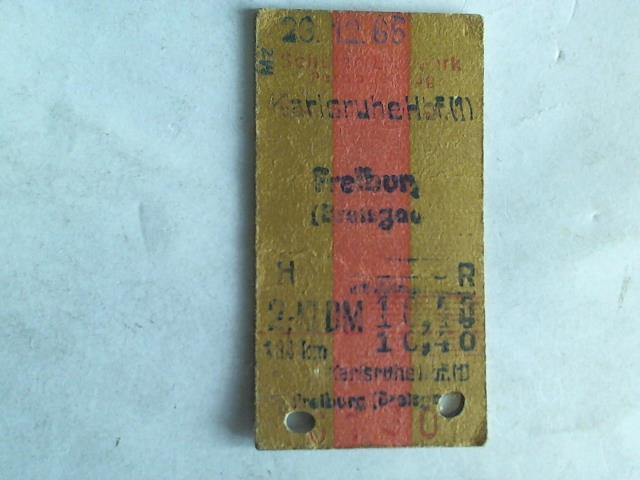 (Eisenbahn-Fahrkarte) - Schlerrckfahrkarte Personenzug Karlsruhe Hbf (1) - Freiburg (Breisgau) 2. Klasse