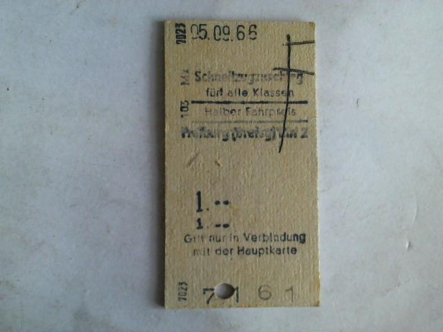 (Eisenbahn-Fahrkarte) - Fahrkarte Schnellzugzuschlag fr alle Klassen Freiburg (Breisgau) Hbf 2