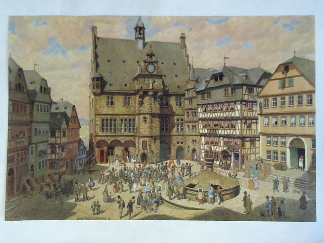 Metz, Ernst - Historische Stadtansicht, Marktplatz - Offsetdruck nach einem Aquarell von Ernst Metz