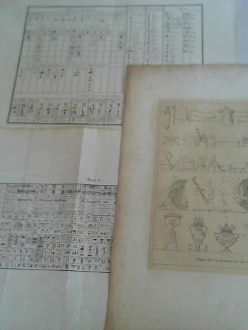 (gyptologie) - 3 Tafeln mit gyptischen Hieroglyphen und Grabreliefs