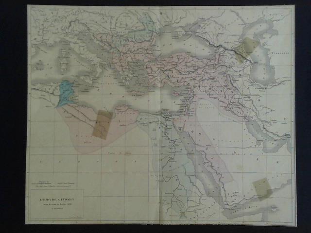(Berliner Kongress 1878) - L'Empire Ottoman, avant le trait de Berlin (1878), L. Dussieux, grav par Marlier. Teilcolorierte Landkarte - Lithographie