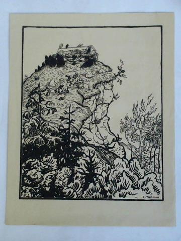 Thylmann, Karl (11. April 1888, Darmstadt - 29. August 1916, Gro-Auheim) - Schneewittchen im Sarg - Holzschnitt