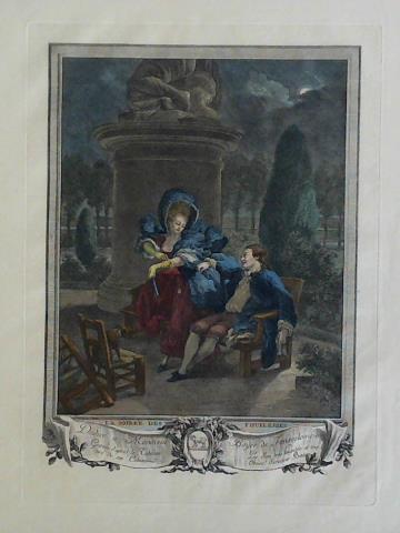 Baudouin, Pierre Antoine (17. Oktober 1723 - 15. Dezember 1769) - La Soire des Thuileries - Colorierter Kupferstich