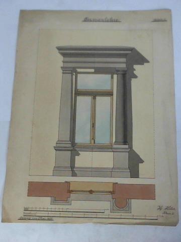 (Architektur-Entwurf) - Formenlehre mit einem Querschnitt, Klasse II, Blatt 1, Lemgo im Mai 1899 - Kolorierter Entwurf von H. Hilse (Hannover/Celle)