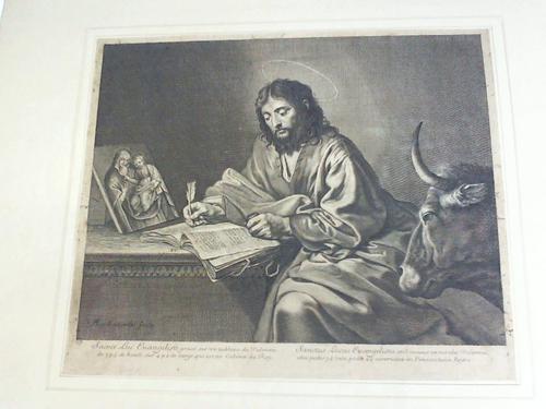 Boulogne, Valentin de - Saint Luc Evangeliste. Kupferstich gestochen von Rousselet (1610 - 1686)