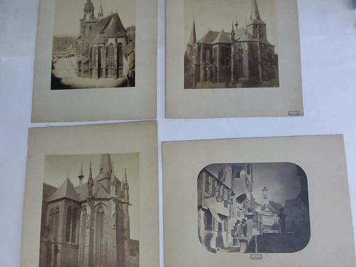 Heilbronn - Kilianskirche in Heilbronn. 3 Fotos aus verschiedenen Perspektiven der Kirchesowie ein Straen-Foto (vermutlich Kirchbrunnenstrae) auf Karton gezogen um 1940