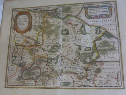 Lneburg - Mellinger, Johannes (um 1538, Halle - 1603, Celle) - Ducatus Luneburgensis. Adiacentiumq, regionum delineatio - Altkolorierte Karte des Herzogtums Lneburg im Kupferstich um 1650