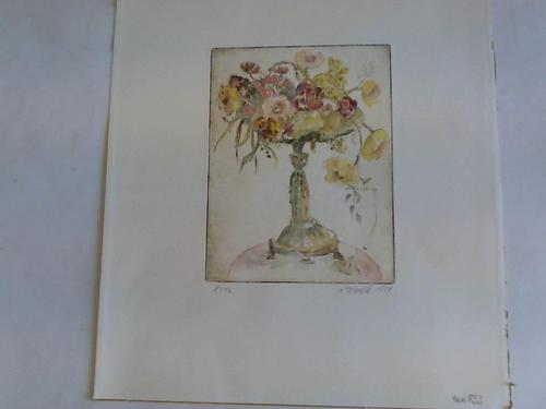 Zweck, K. - Blumenarrangement auf Tisch. Aquarell aus 1994