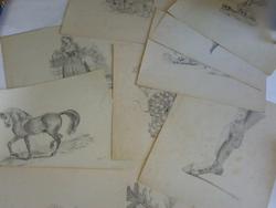 Zeichenstudien - 10 Blatt Bleistift- Zeichenstudien aus den Jahren 1884 und 1885