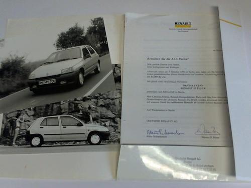 Deutsche Renault AG, Brhl-Vochem (Hrsg.) - Renault auf der AAA in Berlin 1990. Renault Clio. Renault 25 TI 12 V. Renault Presse